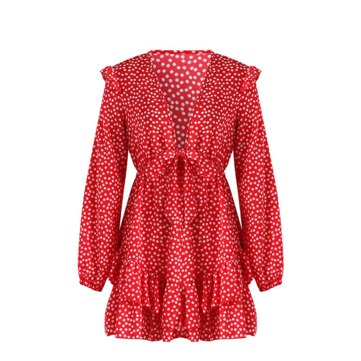 Levoire | Robe Portefeuille Joyeuse Une Robe Romantique Et Estivale Rouge - Manches longues (Épuisé !)