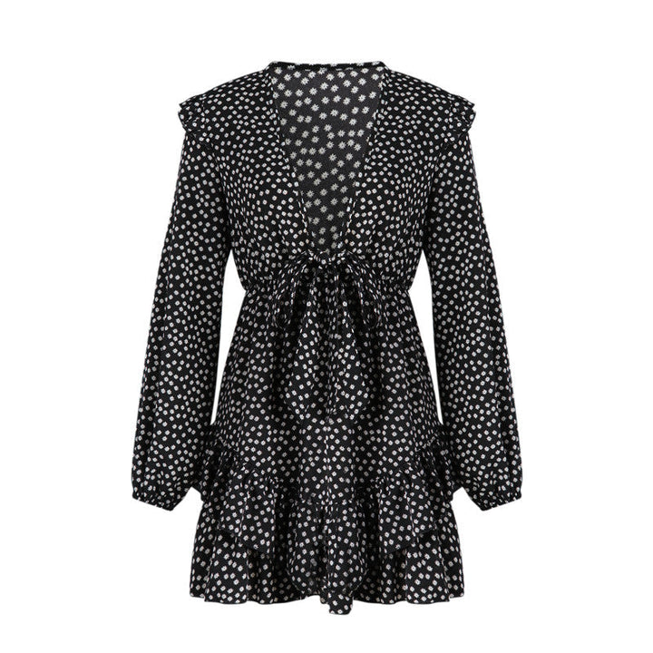 Levoire | Robe Portefeuille Joyeuse Une Robe Romantique Et Estivale Noir - Manches longues (Rupture de stock !)