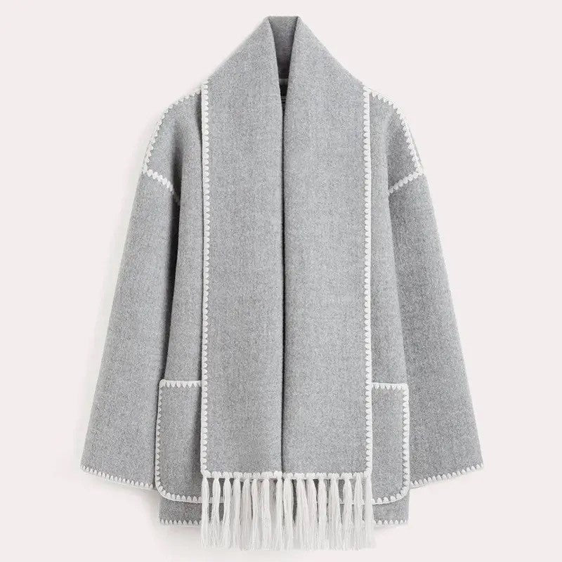 Levoire | Élégante Manteau D'Automne En Laine De Luxe Long Pour Femmes Gris