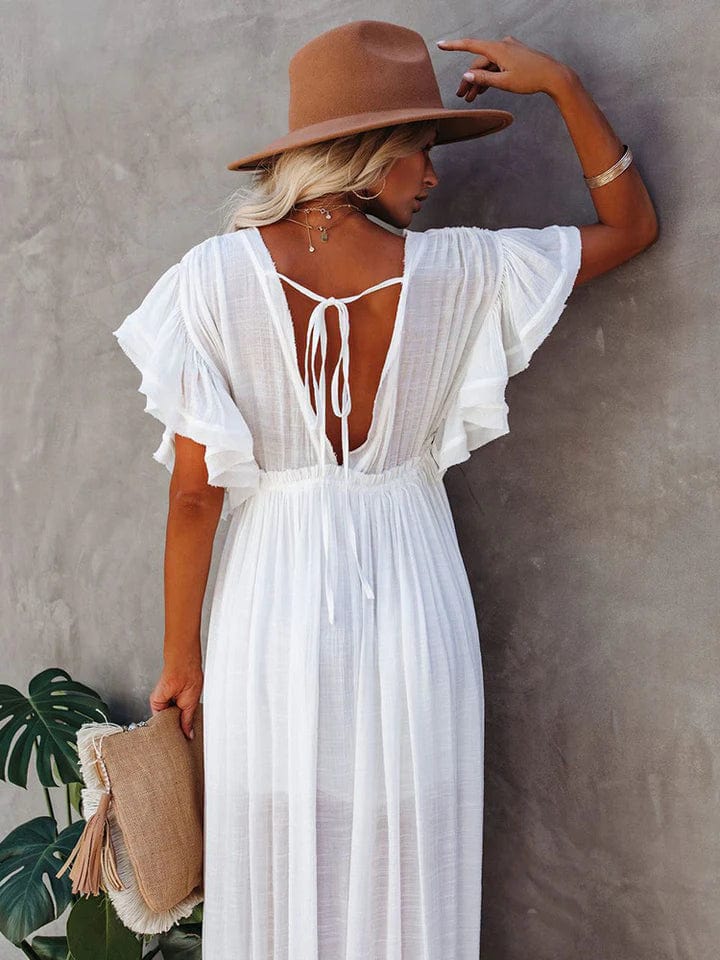 Levoire | Femme Robe de plage longue blanche - Blanc