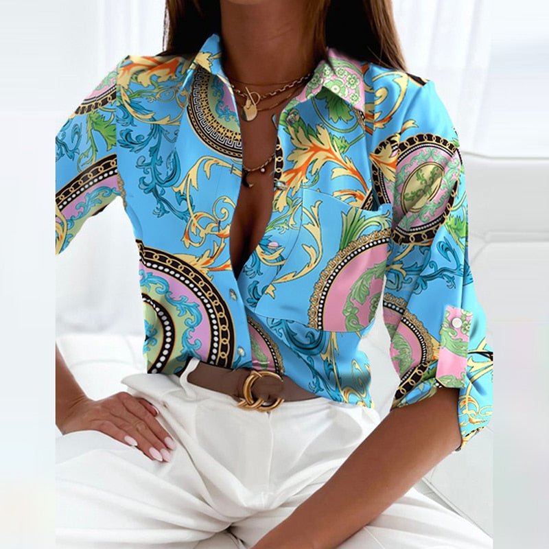 Levoire | Chemise À Manches Longues Avec Un Col Classique Et Un Imprimé Unique Impression bleue