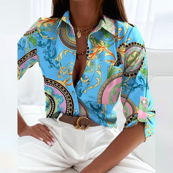 Levoire | Chemise À Manches Longues Avec Un Col Classique Et Un Imprimé Unique Impression bleue