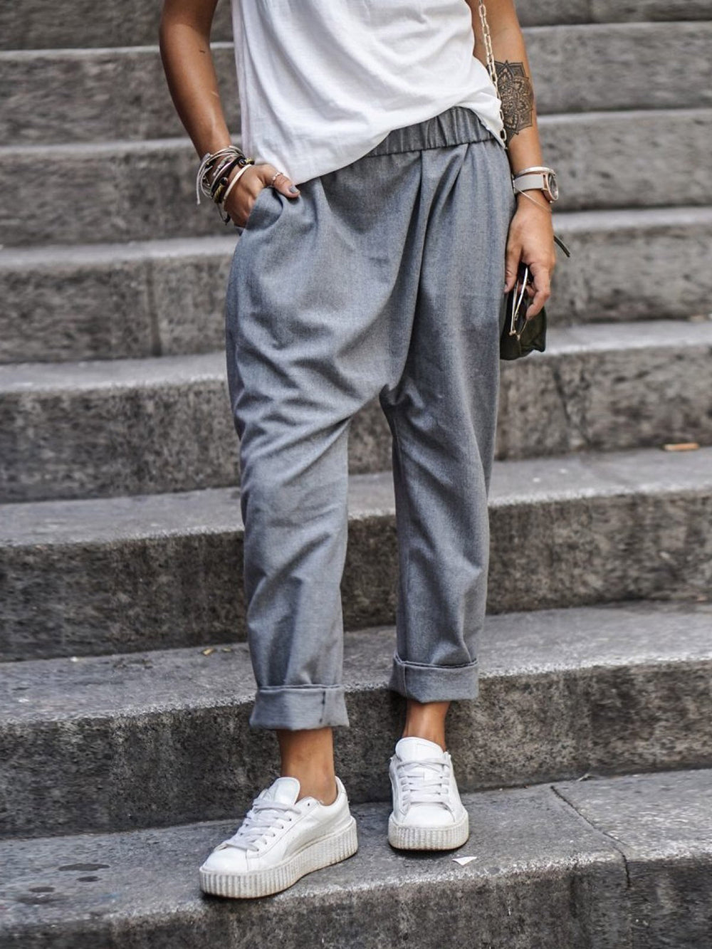 Levoire | Pantalon Avec Poches Pour Femmes Gris