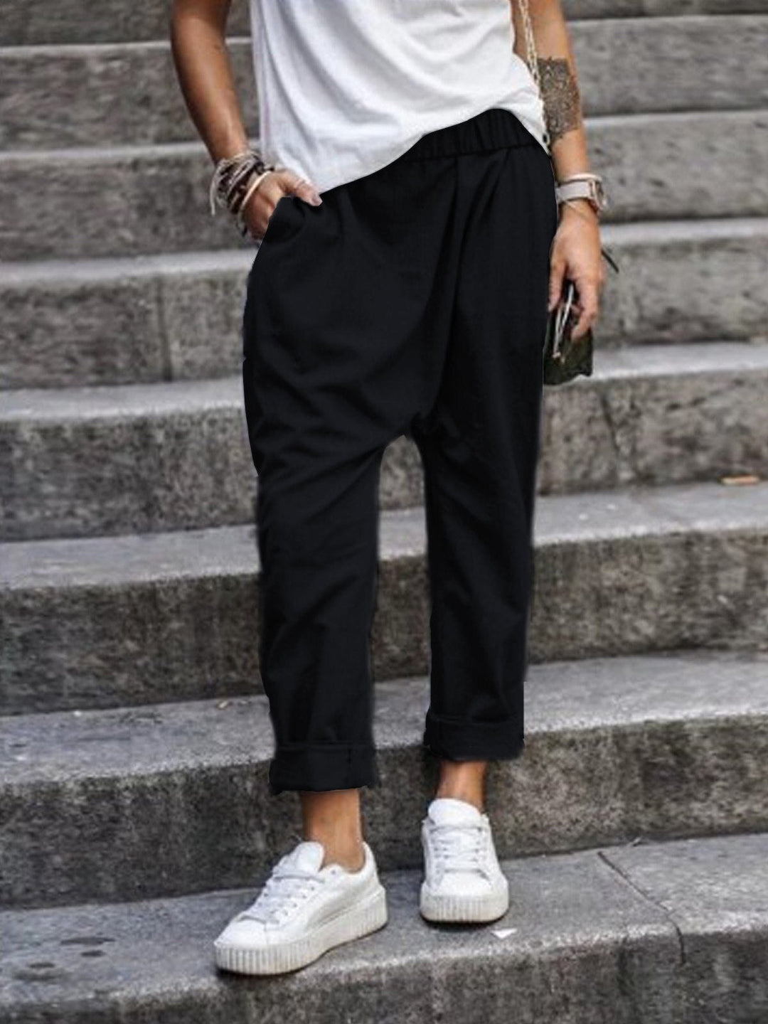 Levoire | Pantalon En Lin Stylé Noir