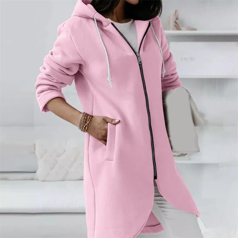 Levoire | Gilet À Capuche Long Confortable Pour Femmes Rosa