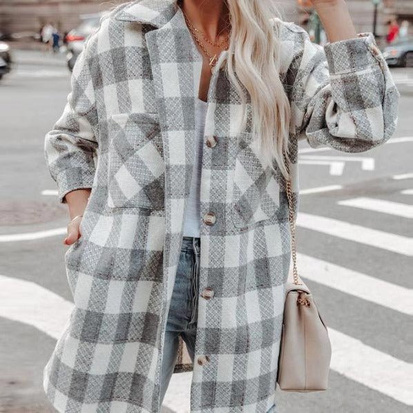 Levoire | Chemise À Carreaux Surdimensionnée Confortable Pour Femmes Gris