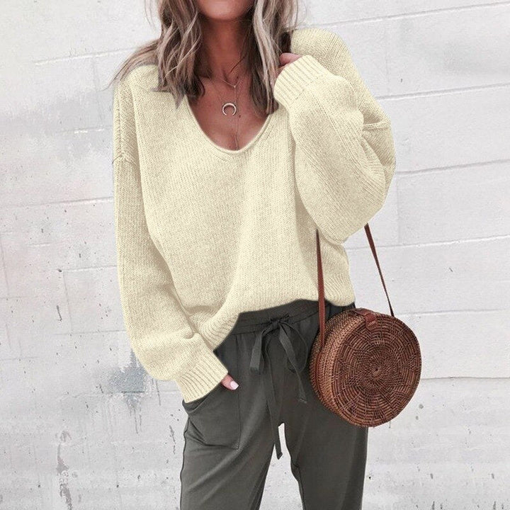 Levoire | Pull Élégant Confortable À Col En V Pour Femmes Beige