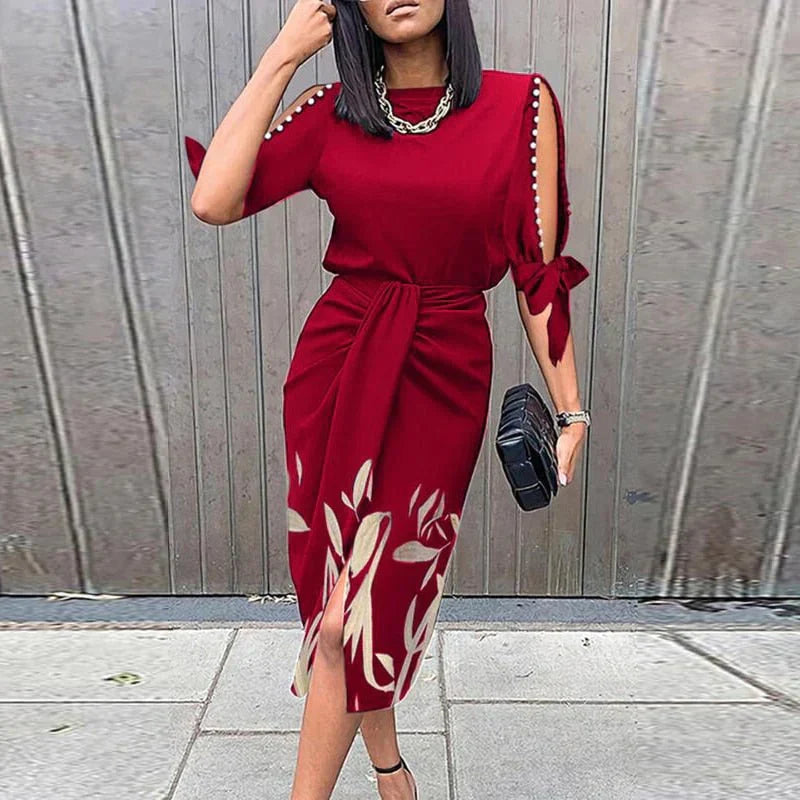 Levoire | Robe de mode avec motif floral Impression bordeaux