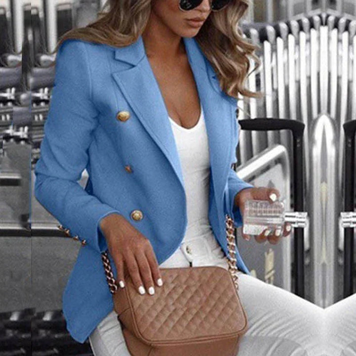 Levoire | Blazer À Carreaux À Manches Longues Tendance Bleu