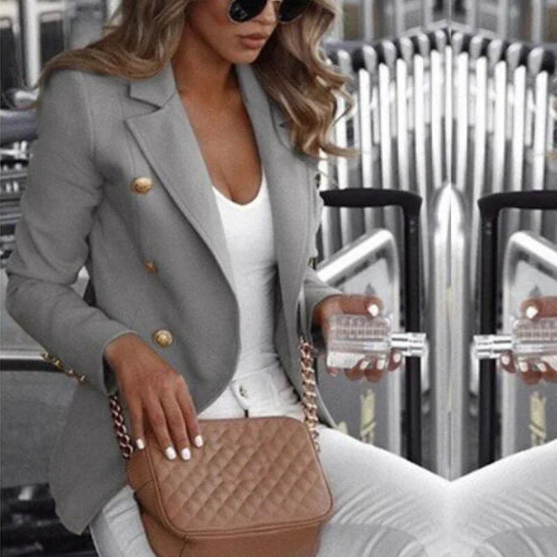 Levoire | Blazer À Carreaux À Manches Longues Tendance Gris