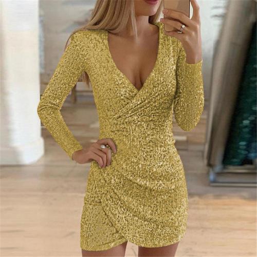 Levoire | Robe portefeuille avec sequins Jaune