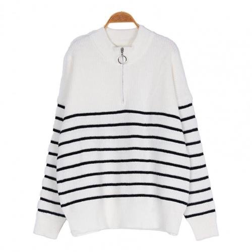 Levoire | Pull À Col En V Confortable Avec Fermeture Éclair Pour Femmes Beige