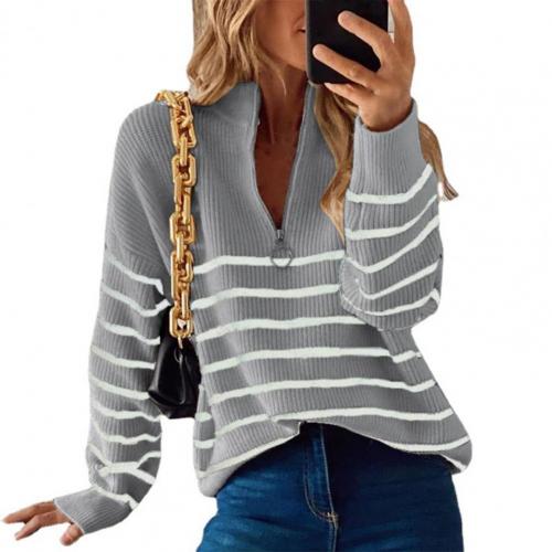 Levoire | Pull À Col En V Confortable Avec Fermeture Éclair Pour Femmes Gris