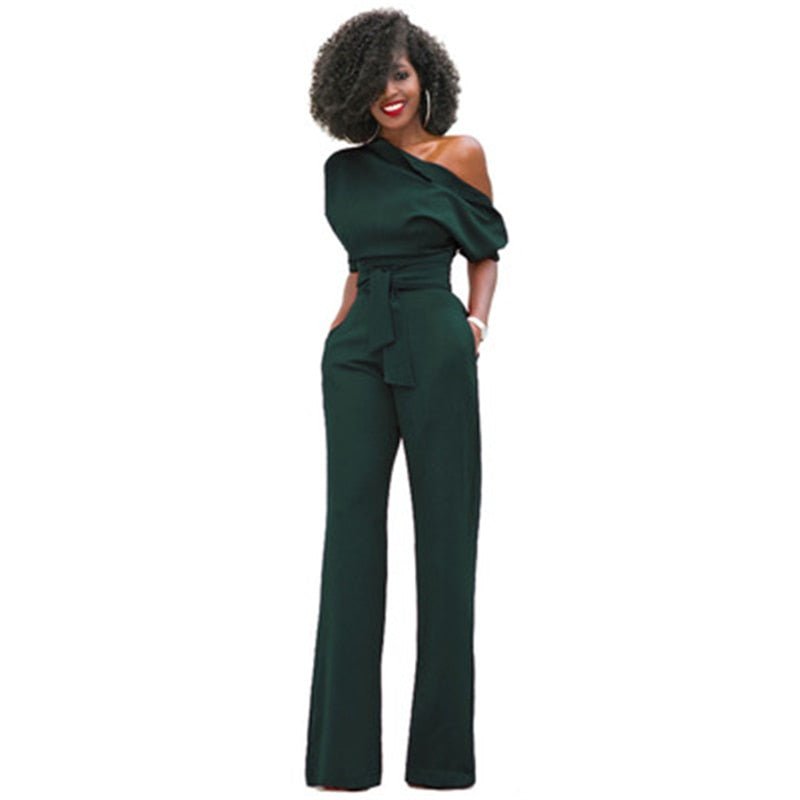 Levoire | Combinaison Élégante Et Sans Épaules Avec Ceinture Pour Femmes Vert