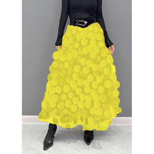 Levoire | Jupe Femme Jupe à Pois Design Tendance Nouveau Style Jaune