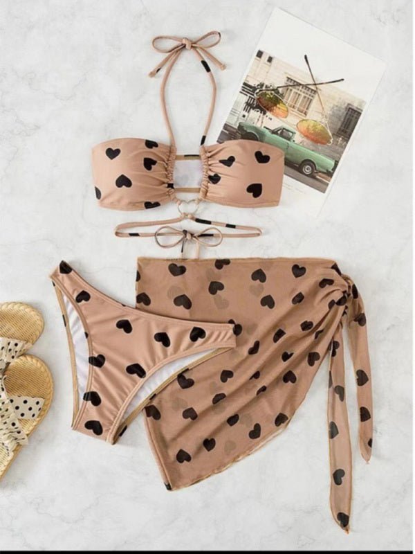 Levoire | Femme 3-pack Grande Taille Imprimé Cœur Haut de Bikini et Shorts de Plage