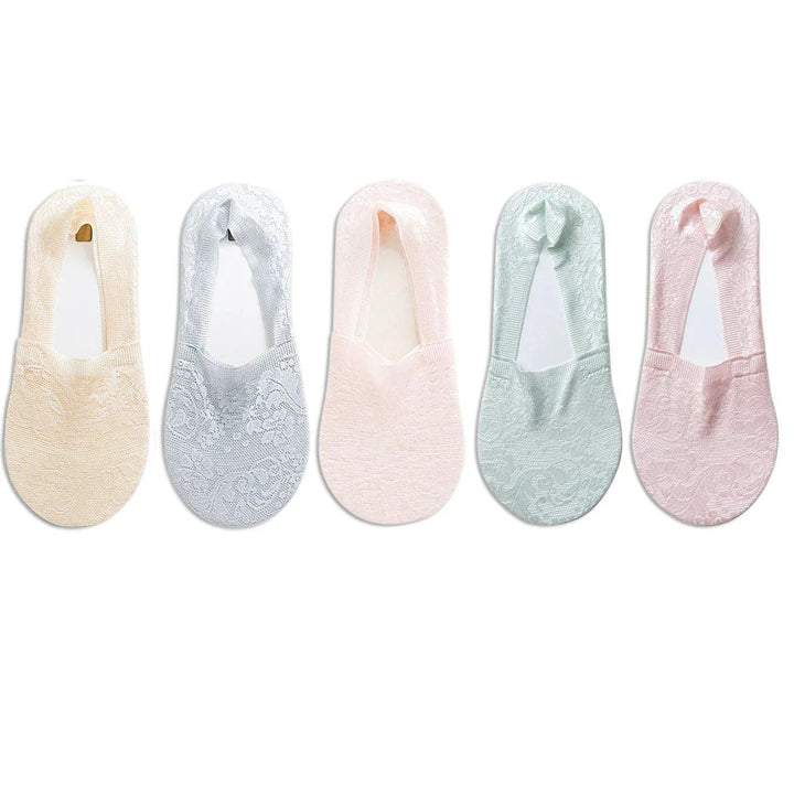 Levoire | Femmes Best-Seller Dentelle Fleur Antidérapant Chaussettes Cheville 10 UE 35-40