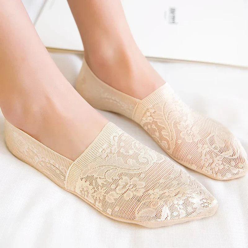 Levoire | Femmes Best-Seller Dentelle Fleur Antidérapant Chaussettes Cheville