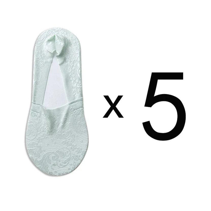 Levoire | Femmes Best-Seller Dentelle Fleur Antidérapant Chaussettes Cheville 5 UE 35-40