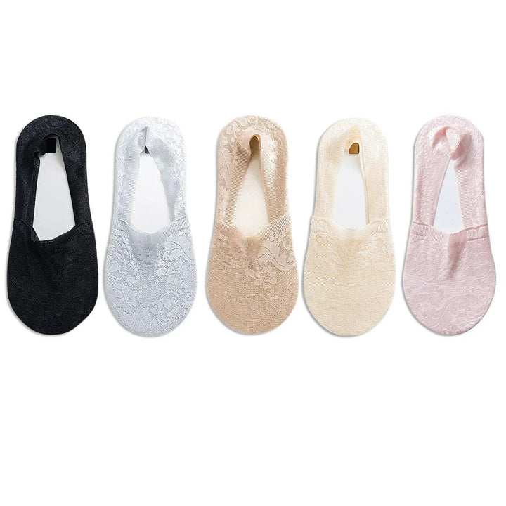 Levoire | Femmes Best-Seller Dentelle Fleur Antidérapant Chaussettes Cheville 8 UE 35-40