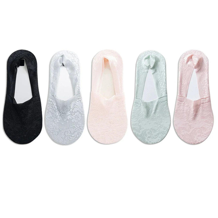 Levoire | Femmes Best-Seller Dentelle Fleur Antidérapant Chaussettes Cheville 9 UE 35-40
