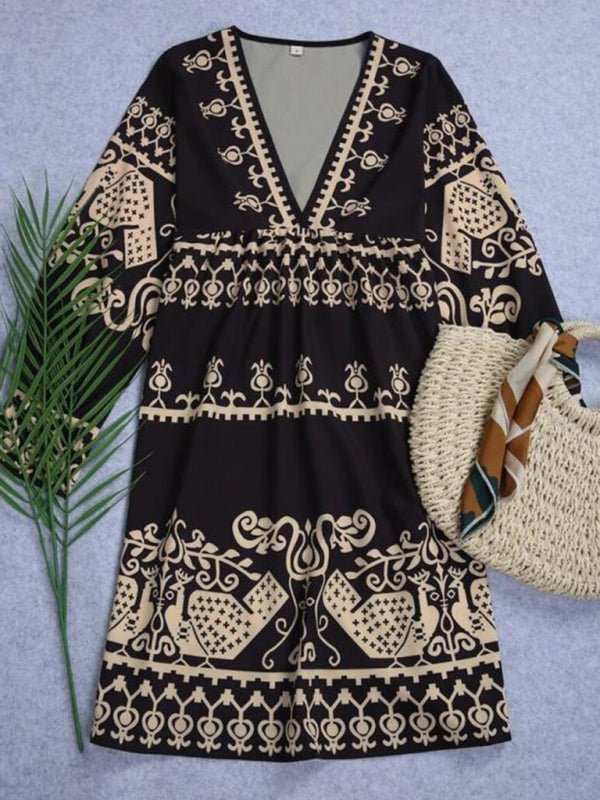 Levoire | Femme Bohème Style Ethnique Robe 3/4 Manche