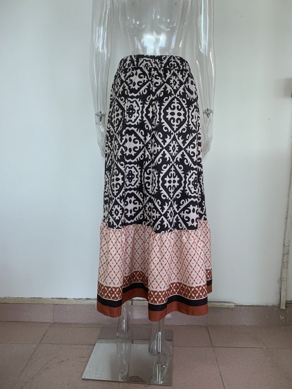 Levoire | Femme Bohème style ethnique imprimé couture jupe