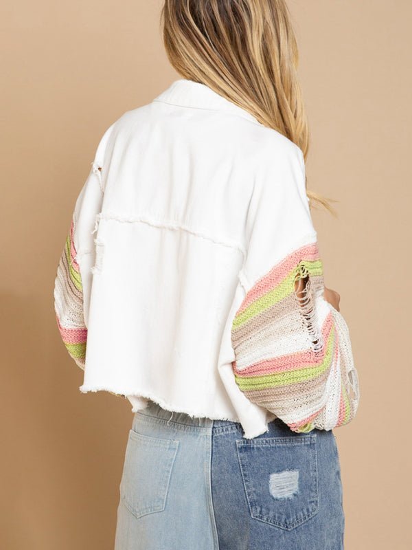 Levoire | Femme Pantalon de loisirs en denim Arc-en-ciel Veste à manches longues avec empiècements