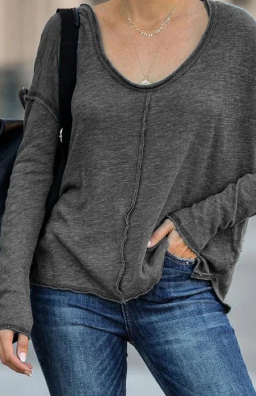 Levoire | Femme Loisirs V Col Longue Manche Top Gris