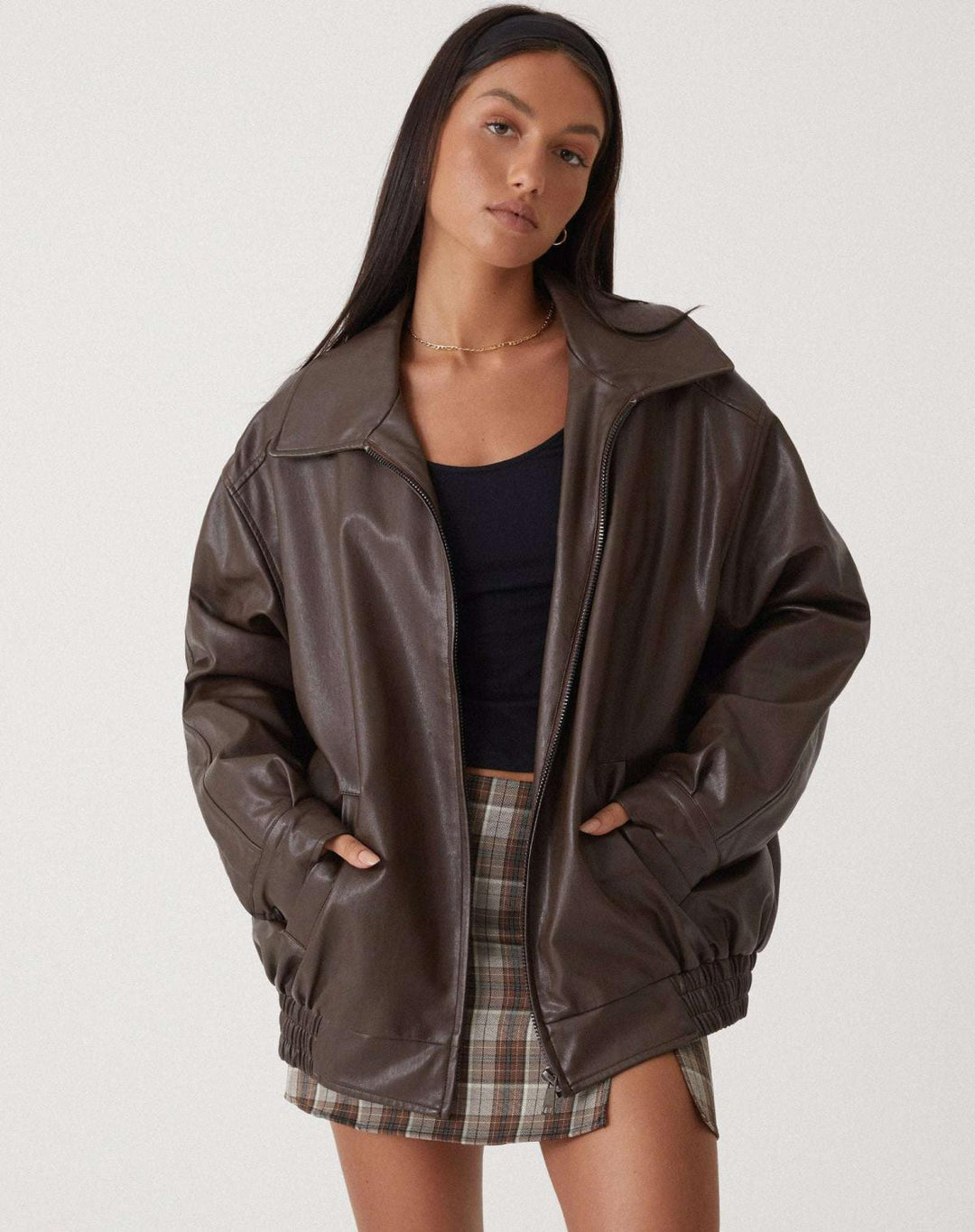 Levoire | Surpoids Veste En Cuir Décontractée Braun
