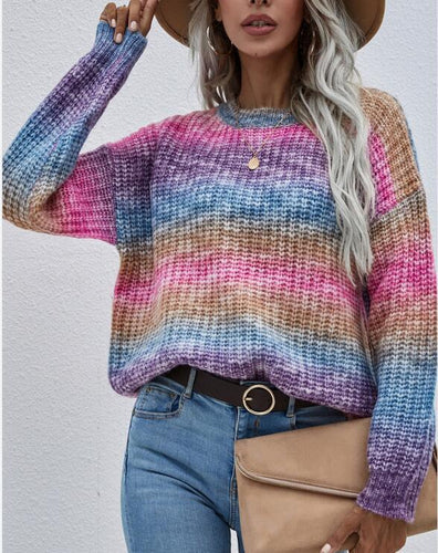 Levoire | Femmes Col Rond Sweatshirt Imprimé Rayé Sweatshirt