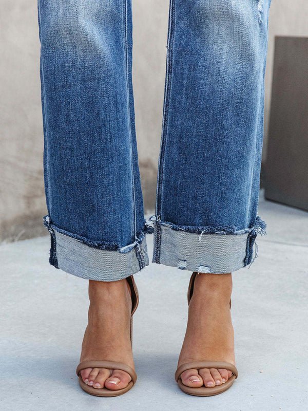 Levoire | Femme Denim lavé Taille Haute tendance décontracté Design Pantalons taille haute