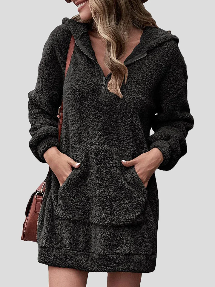 Levoire | Robe À Manches Longues, Fermeture Éclair Et Poches Pour Femmes Noir