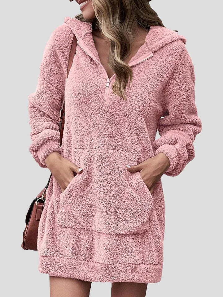 Levoire | Robe À Manches Longues, Fermeture Éclair Et Poches Pour Femmes Rosa
