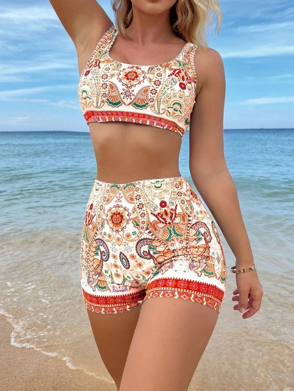 Levoire | Femme Étnique Imprimé Ensemble de Maillots de Bain Deux Pièces Rosa