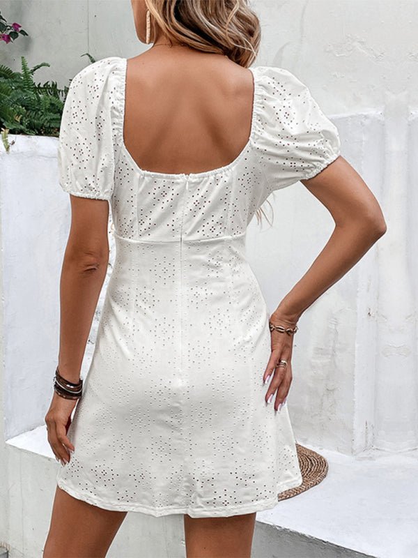 Levoire | Femme Fe Robe Français Vintage Carré Découpe Blanc Dos Nu Robe