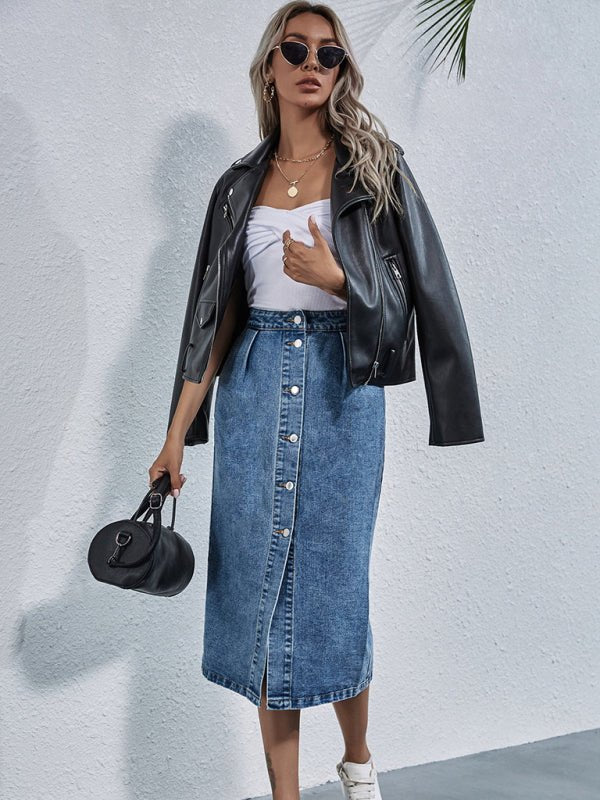 Levoire | Vêtements pour femmes Jupe en jean taille haute à une rangée