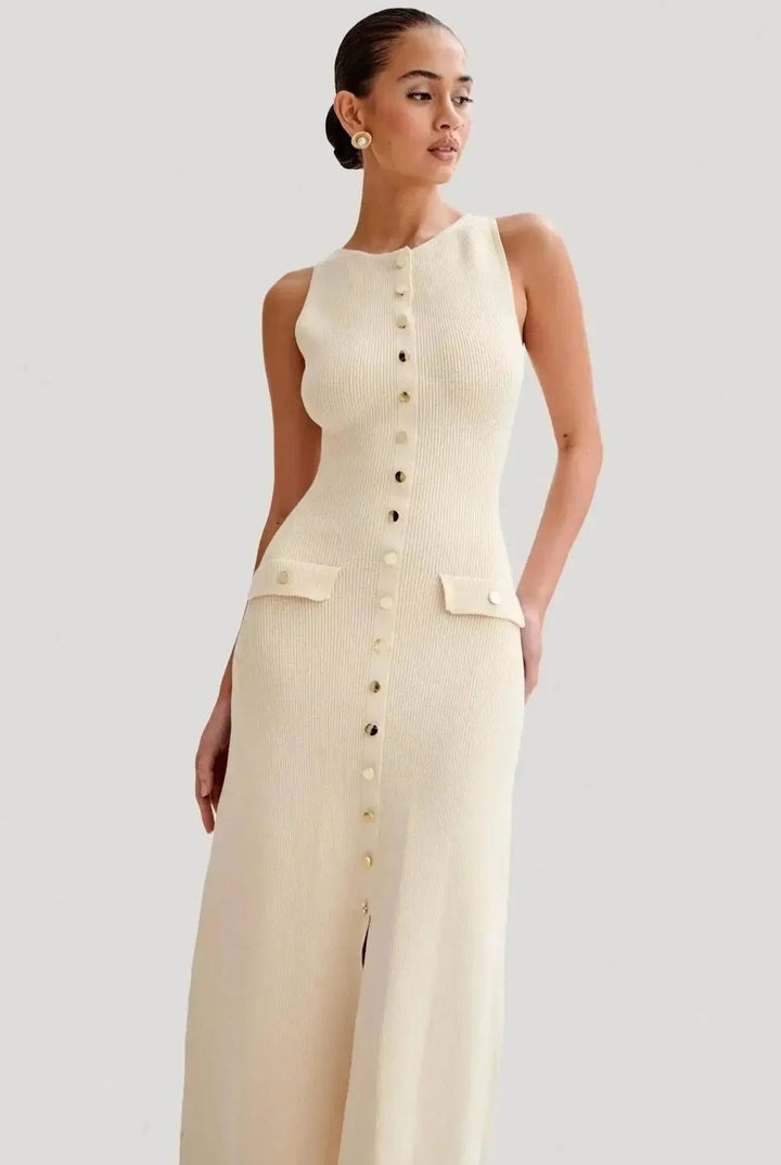 Levoire | Robe Maxi Tricot Sans Manches Femme Ajustée Élégante & Polyvalente