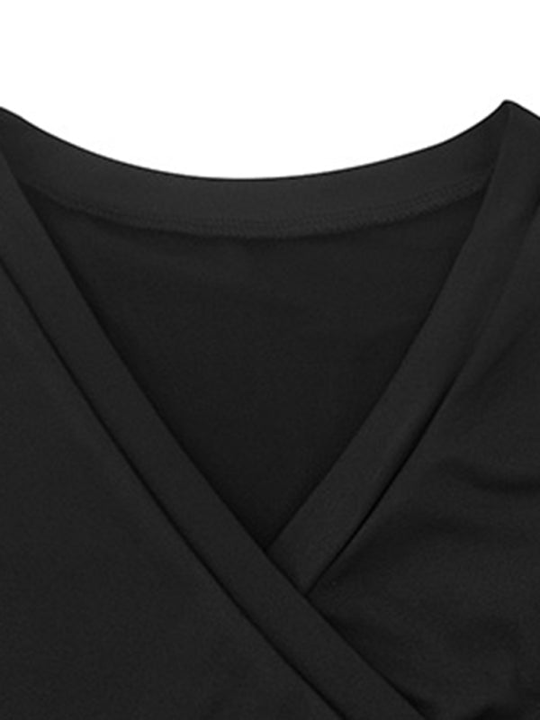 Levoire | Femme Devant Enveloppé Croisé Top Court Manches Longues Tricot
