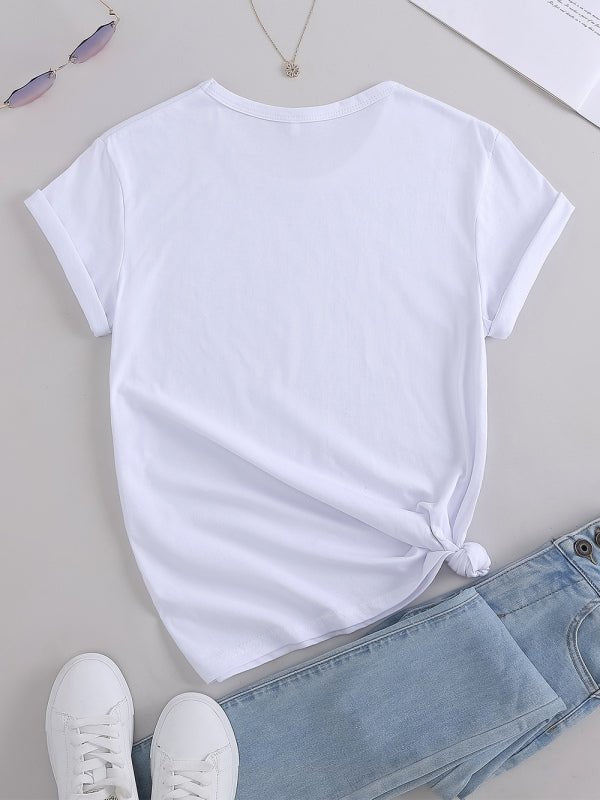 Levoire | Femmes Tricot Col Rond Motif À Carreaux Manches Courtes T-shirt