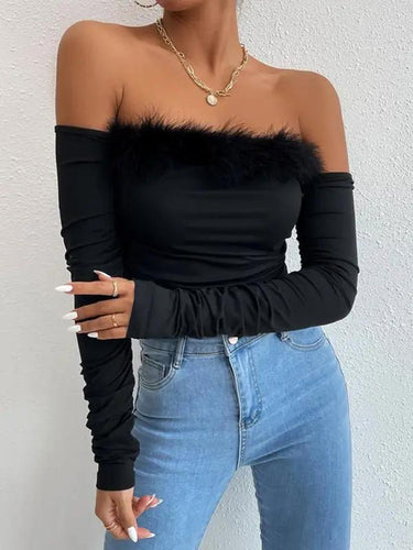 Levoire | Femme Retro Choker Tube Top avec manches longues et col arrière