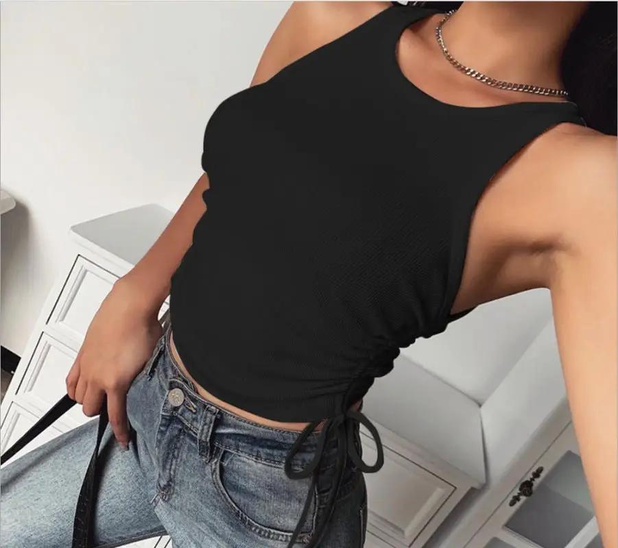 Levoire | Femme Ribcôte avec bretelles ajustables Débardeur Noir