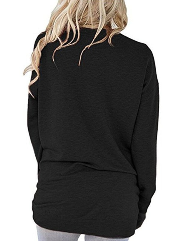 Levoire | Femme Col Rond Batman Manches Longues Poches Uni T-shirt Lâche