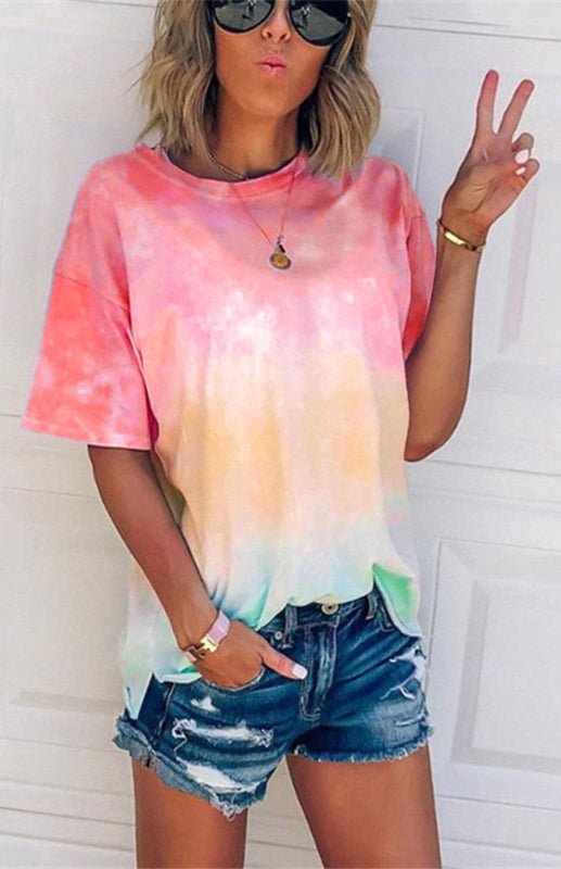 Levoire | Femme T-shirt Lache Imprimé Dégradé Tie Dye pour femmes