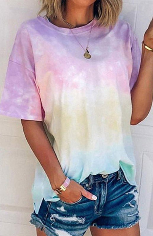 Levoire | Femme T-shirt Lache Imprimé Dégradé Tie Dye pour femmes Violet