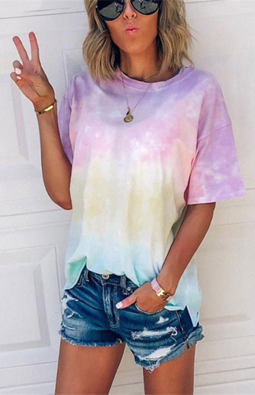 Levoire | Femme T-shirt Lache Imprimé Dégradé Tie Dye pour femmes