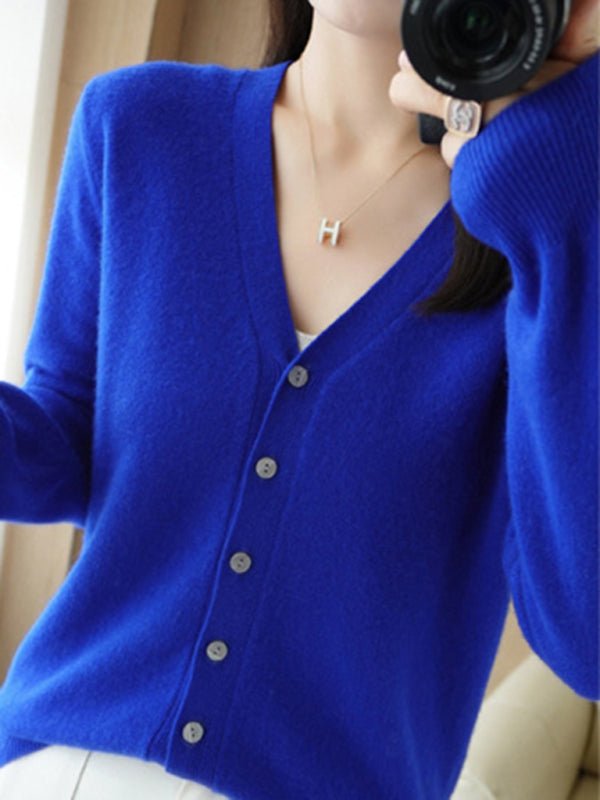 Levoire | Femme V-neck Boutonnage Manches Longues Cardigan