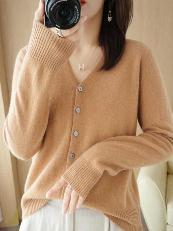 Levoire | Femme V-neck Boutonnage Manches Longues Cardigan