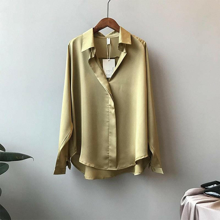Levoire | Femme Blouse Satin Décolleté V Ou M - VENTE FINALE
