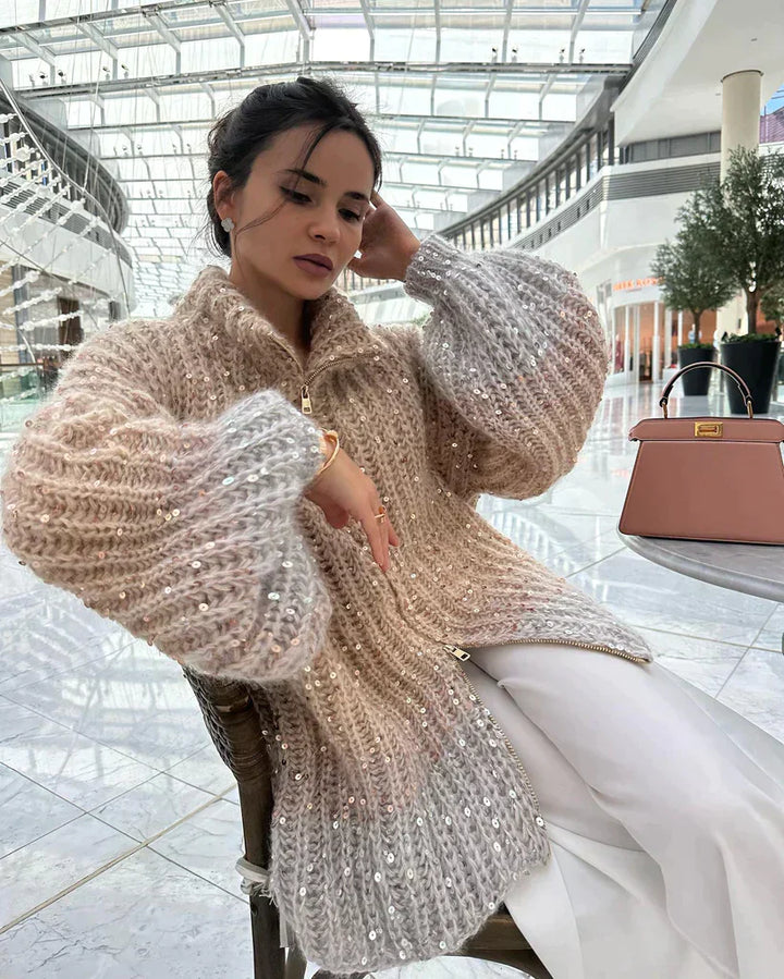 Levoire | Vêtement Confortable En Jersey Pailleté Beige